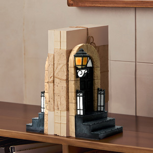 European Style Door Bookend Light Up Resin Home <b>Decoration</b> For Study Desk Craft Ornament - Product Image 1