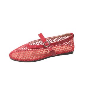 Sandales plates d'été noires pour femmes, style Mary Jane, à bout pointu, avec bride à boucle et semelle intérieure en maille, chaussures habillées - Product Image 2