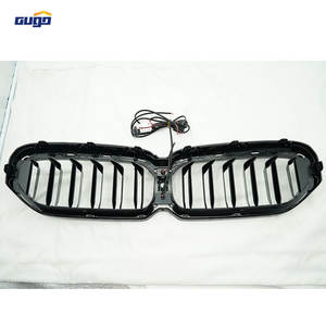 GUGO Nouveau pour <span class=keywords><strong>BMW</strong></span> Série 5 G30 Later Car Modification Double-Line Bright Black Luminous Center Grid Blue Breathing Light <span class=keywords><strong>Grille</strong></span> - Product Image 3