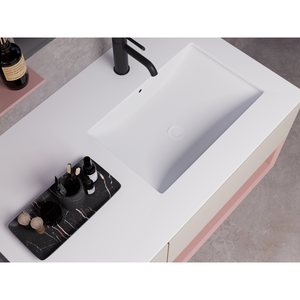 Wiselink-Lavabo de baño montado en superficie sólida, hecho a mano, piedra artificial, material ecológico, duradero - Product Image 1