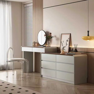 Lemari Rias Terpadu Kayu Solid Modern Sederhana untuk Kamar Tidur, Meja Rias Sudut Tempat Tidur, Lemari Penyimpanan - Product Image 1