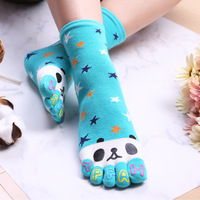 Chaussettes tubulaires pour femmes en coton biologique à cinq doigts, motif de dessin animé, chaussettes japonaises coréennes tricotées, mignonnes pour l'hiver