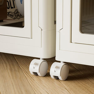 ตู้เสื้อผ้าเด็กแบบพกพา ชั้นวางเก็บเสื้อผ้าพลาสติกพับได้ ตู้เสื้อผ้าเด็กขนาดใหญ่ มีล้อ สีขาว สำหรับห้องครัว - Product Image 6