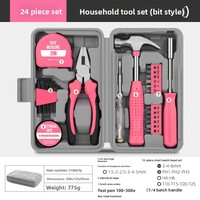 Ensemble d'outils manuels multi-usages légers pour la maison, clés Allen, tournevis, marteau, ruban à mesurer, boîte de rangement double couche en acier au carbone