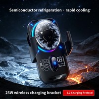 Soporte Refrigerador para Teléfono con Luz RGB y Cargador Inalámbrico de 25W para Coche, Accesorios Populares para Teléfonos