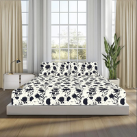 Ensemble de draps de lit double king size 4 pièces ultra doux 100% coton rayés/à motifs floraux pliés |   Literie écologique 400TC