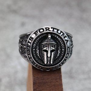 Men's Stainless Steel <b>Ring</b> With Spartan Mask Design Round Geometric Jewelry Gift - Product Image 2
