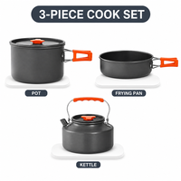 Ensemble de cuisine de camping en aluminium 4 pièces, grand format, pliable et portable, kit de cuisson 3-en-1, vente en gros usine