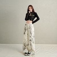 Nouveaux jeans en denim pour femmes, style streetwear, luxe discret, 2025 |   Pantalon droit ample à imprimé léopard Splash Ink