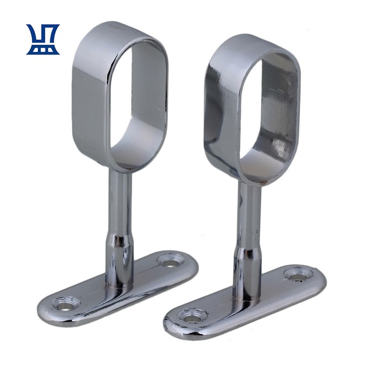 BQLZR Free Shipping 2Pcs Silver Zinc Alloy Closet Rod Support Holder Closet Wardrobe Shower Curtain Rod Flanges 16mm