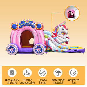 Tobogán Inflable Comercial Personalizado de Grado Industrial, con Protección UV, Resistente al Fuego, Impermeable, Color Rosa, con Certificación CE, PVC Qiyi - Product Image 2