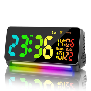 120db Super Loud Modern Wall Alarm <b>Clocks</b> for Heavy Sleepers Adults 7-Color Night Light Dynamic RGB 0-100% Dimmer DST Large <b>LED</b> - Product Image 1