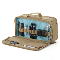 Sac de rangement pour câbles d'équipement photographique Tan avec doublure bleue contrastante, poignée supérieure, étui de voyage EDC, personnalisation de marque OEM ODM