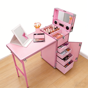 Internet-Famous Portable Makeup Rolling Case Fashionable Stone Nail Salon Tool Box Portable Dressing Desk Manicure <b>Table</b> - Product Image 1