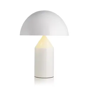 Modern Mushroom Brass Black White Metal Lampshade Round Desk Lighting