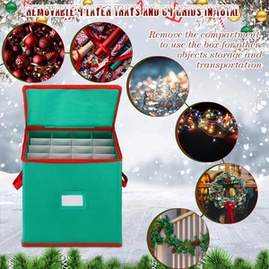 Không Dệt Giáng Sinh Trang Trí Hộp Lưu Trữ Với Nắp 64 Ngăn Có Thể Gập Lại Trang Trí Kỳ Nghỉ Tổ Chức Cho Nhà Sử Dụng - Product Image 4