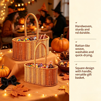 Ensemble de paniers ovales en PP imitation rotin tressé à la main avec poignée, panier de rangement pour bonbons, fleurs, cadeaux, décoration de la maison pour les fêtes