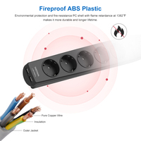 Prise de courant personnalisable de haute qualité avec 5 prises et ports USB Type-C, protection contre les surtensions EU, matériau ABS+PC, câble de 1,5 m, certifié CE