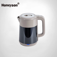 Bouilloire électrique sans fil en acier inoxydable 304 à double paroi, 1,0 L, arrêt automatique, protection contre l'ébullition à sec, 360 degrés, usage domestique