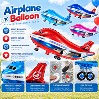 Ballon en aluminium en forme d'avion de dessin animé en gros, ballon à hélium pour fête d'anniversaire, baby shower, décorations de fête pour enfants