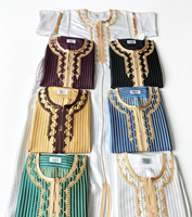CCY Vente en gros de Thobe marocain pour hommes, tenue islamique brodée pour le Ramadan et l'Aïd, avec tissu brillant TR, longue robe Jubbah Boubou