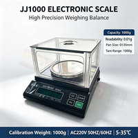 Balance analytique électronique de haute précision JJ1000, capacité 1000g, lecture 0,01g, balance numérique avec pare-vent