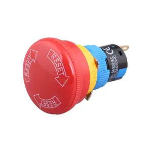 16mm Plastic Shell 1no1nc Reset Stop Logo Waterproof Switch Emergency Stop Button