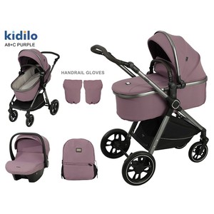 Poussette bébé Kidilo A8+C en alliage d'aluminium - Landau bidirectionnel - Poussette pliable trois-en-un - Capacité de charge de 15 kg - Product Image 4