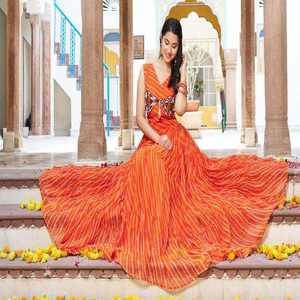 Vestido de Verano de Diseñador con Estampado Bandhani y Trabajo Gamathi para Mujeres que Buscan un Atuendo Étnico Elegante para Fiestas y Festivales - Product Image 1