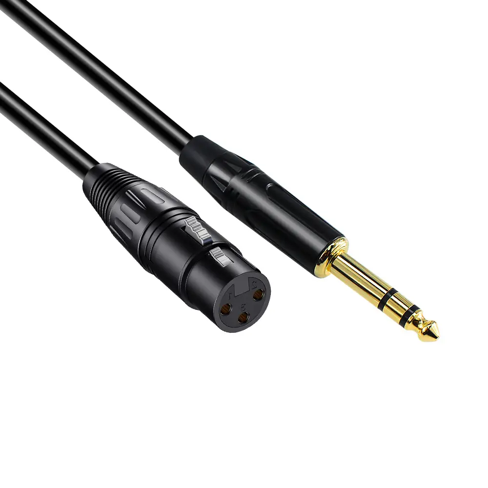 Factory oem odm Xlr Cable de micrófono chapado en oro equilibrado 1/4 TRS a XLR cable sin ruido Cable de micrófono para micrófono