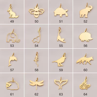Pendentifs personnalisés Jietao en acier inoxydable plaqué or 14K PVD, 156 modèles : Croix, Soleil, Lune, Patte, Mauvais œil, Fruit, Nœud, pour collier et bracelet