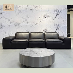 Ghế sofa góc da thật thiết kế Ý sang trọng màu đen phong cách hiện đại, <span class=keywords><strong>b</strong></span>án buôn cho căn hộ và biệt thự - Product Image 3