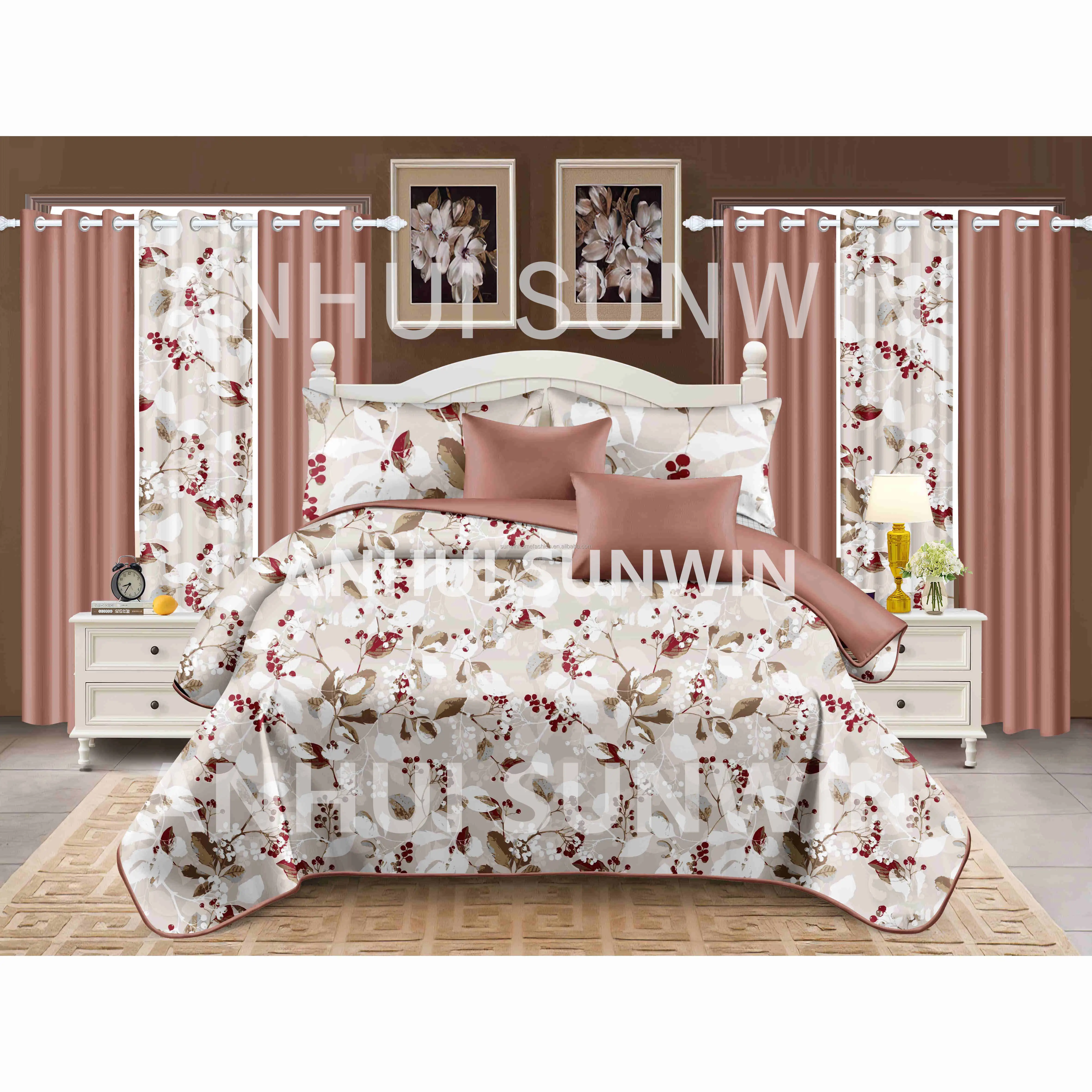 Hot Selling USA Heavy Weight 10PCS Curtains With Matching Bedding Comfort Sets With Mat Rugs King Queen Bathroom Bedroom Sets