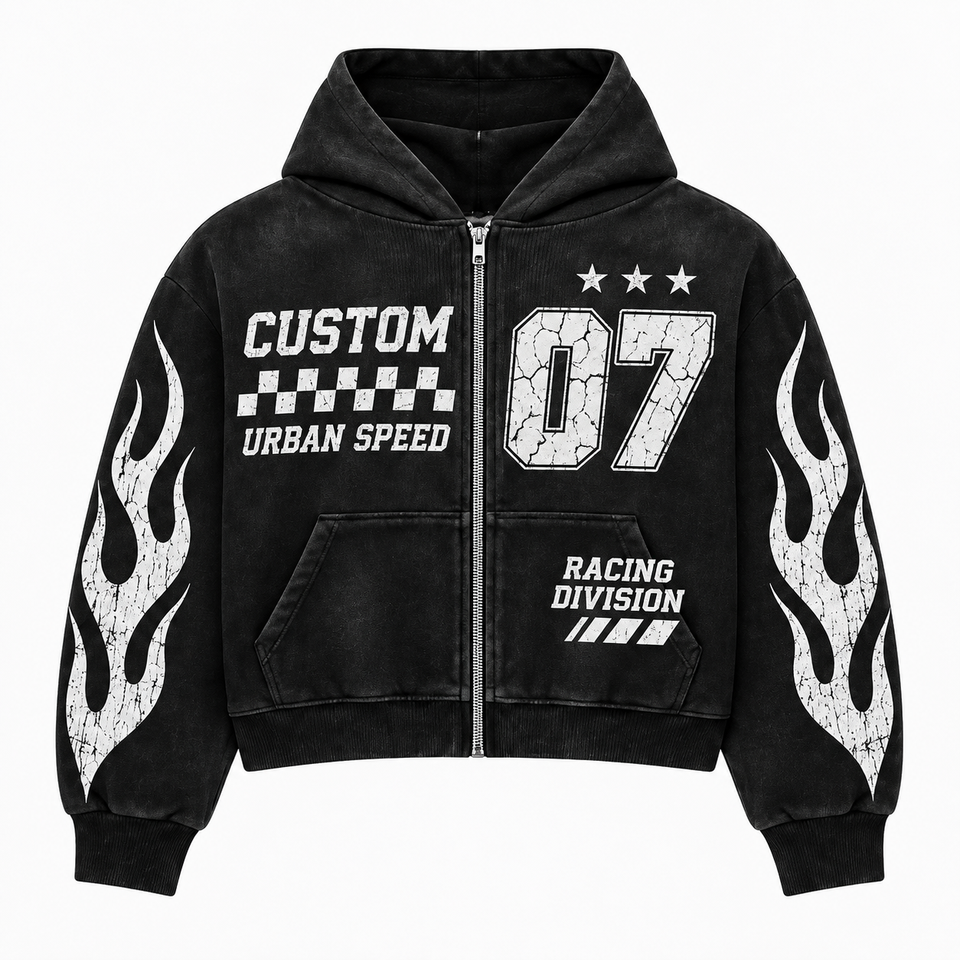 Custom Hoodie Oversized Full Zip Pullover Graphic Print Private Label ...