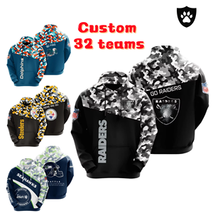 ロゴ32チームラグビーアメリカンフットボールチームパーカープルオーバーパーカー - Product Image 1