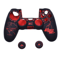 Étui en silicone pour manette PS4 pour PlayStation 4, housse de protection en silicone pour manette de jeu avec protège-sticks analogiques