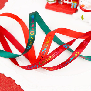 Nine-Colored Ribbon Christmas Printed Silk Ribbons 12m Above Foil Printing Handmade DIY Gift Decoration - Product Image 2