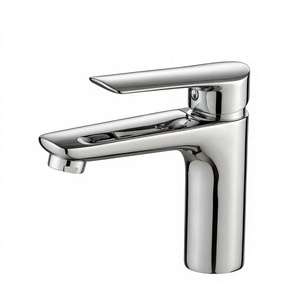 Robinet de lavabo en alliage de zinc à poignée unique avec design à trou unique, robinet mélangeur chaud et froid pour salle de bain avec noyau en céramique - Product Image 1