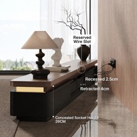 Meuble TV mural flottant moderne GECKO D119 avec éclairage LED, placage noyer, console multimédia en contreplaqué, mobilier de salon