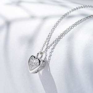 Collar con Colgante de Diamante de Laboratorio de Oro de 10K, Bisel de 0.3-0.5ct, Diamante Cultivado en Laboratorio DEF VS, Collar con Colgante de Diamante de Oro Blanco y Amarillo - Product Image 4