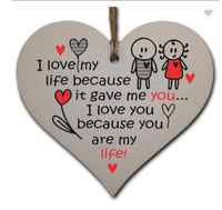Cadeau idéal pour votre petit ami ou petite amie, souvenir romantique, plaque en bois suspendue en forme de cœur, faite à la main