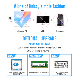 كمبيوتر الكل في واحد I3 I5 I7 N95 N100 الكل في واحد كمبيوتر أحادي الكتلة مع تأثيرات صوتية محيطية ثلاثية الأبعاد - Product Image 3
