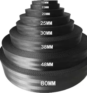 25mm 38mm Black Polyester Car Seat Belt Webbing