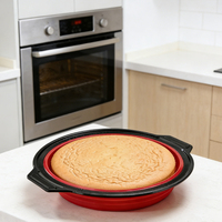 Moule à gâteau rond en silicone pliable sans BPA avec cadre métallique, antiadhésif, pour gâteaux, pizzas, pain - Vente en gros