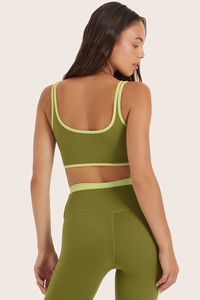 Conjunto Deportivo para Mujer, Top de Yoga y Pantalones Cortos, Color en Contraste, Transpirable, Espalda Descubierta, Cintura Elástica, para Correr y Hacer Ejercicio - Product Image 4