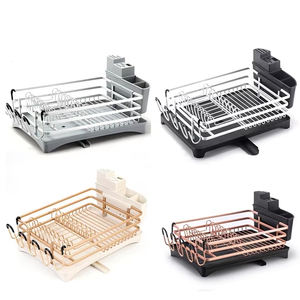 キッチン用ガジェット2025ディッシュドライナーラックアルミシンク皿スタンドプレートラック拡張可能折りたたみ皿乾燥ラック - Product Image 1