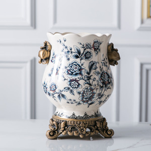 <span class=keywords><strong>Vase</strong></span> en céramique de luxe, arrangement floral de pivoines, décoration de la maison, autre décoration d'hôtel, table à manger en porcelaine craquelée unique personnalisée - Product Image 4