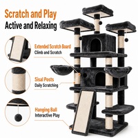 Arbre à chat multi-niveaux de grande taille pour familles multi-chats, tour à chat avec 3 plateformes supérieures, 2 condos, hamacs et poteau à gratter en sisal