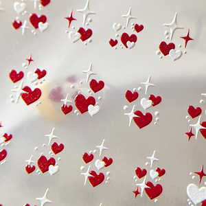 1 Pieza de Pegatinas de Uñas con Purpurina de Corazón Rojo para el Día de San Valentín - Diseño de Dibujos Animados Autoadhesivo Brillante con Corazones para Decoración de Uñas - Product Image 6