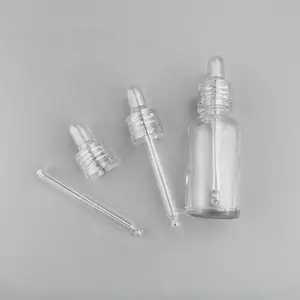 Luxury Shiny Smooth Fully Transparent Dropper 18mm 20mm PETG Plastic Essence Liquid Oil Dispense Dropper For Skin Care Bottle